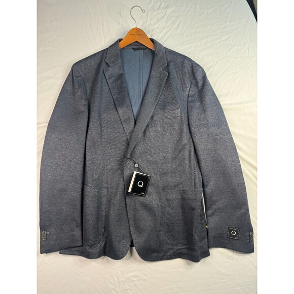 Q by Flynt Blazer Mens Size 48R Booth Jacket Navy 2 Button Single-Breasted